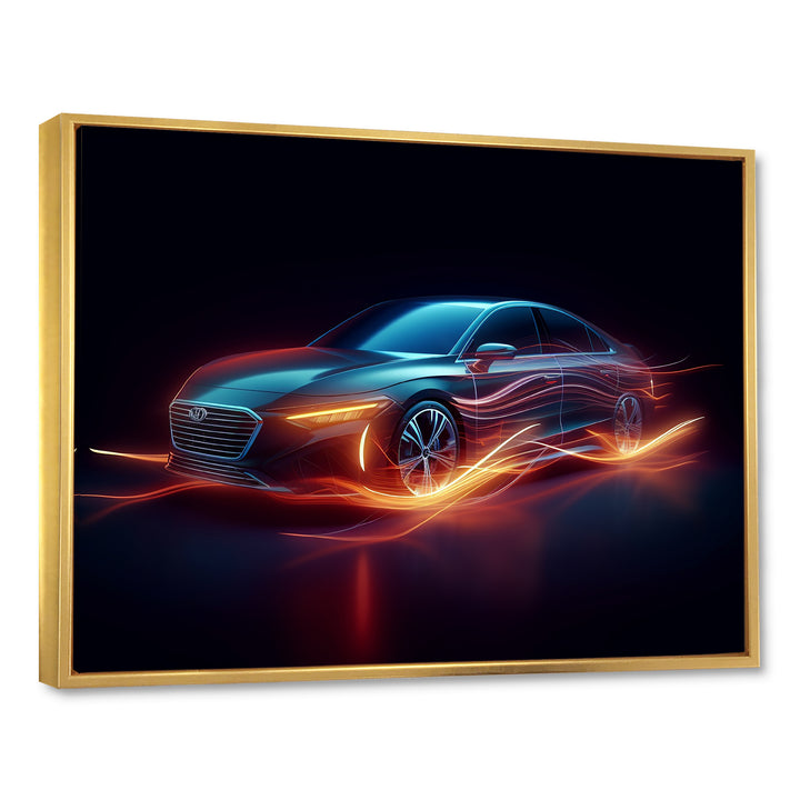 Neon Light Strips Luxury Car - Cars Luxury Canvas Wall Art
