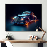 Neon Light Strips Indigo Vintage Car - Car Vintage Canvas Wall Art