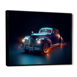 Neon Light Strips Indigo Vintage Car - Car Vintage Canvas Wall Art