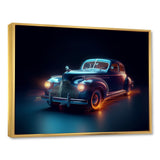 Neon Light Strips Indigo Vintage Car - Car Vintage Canvas Wall Art