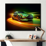 Neon Light Strips Car Drifting - Cars Drifting Canvas Wall Art