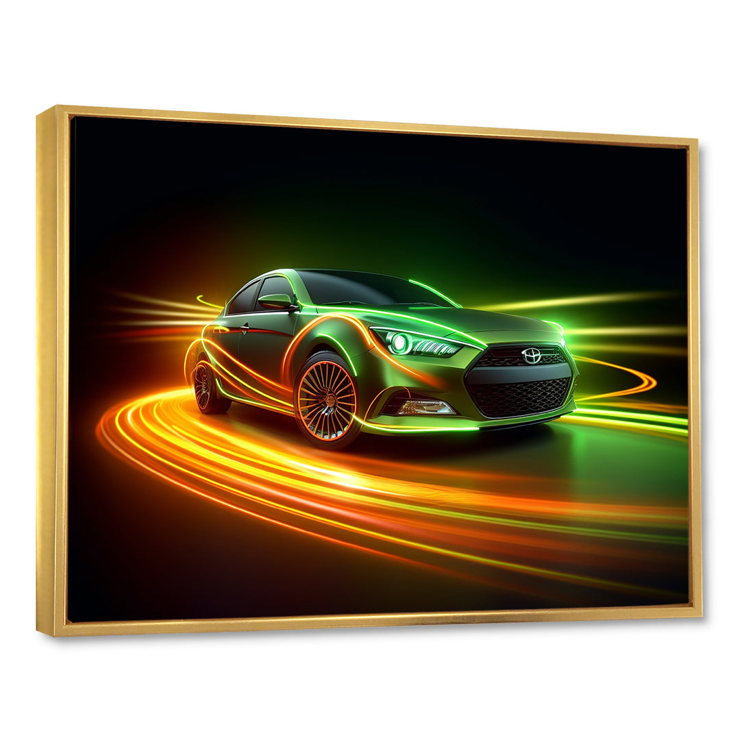 Neon Light Strips Car Drifting - Cars Drifting Canvas Wall Art