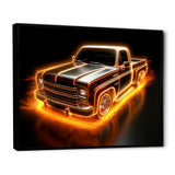 Neon Light Strips Orange Pickup Truck - Truck Pickup Canvas Wall Art