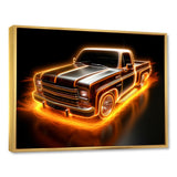Neon Light Strips Orange Pickup Truck - Truck Pickup Canvas Wall Art
