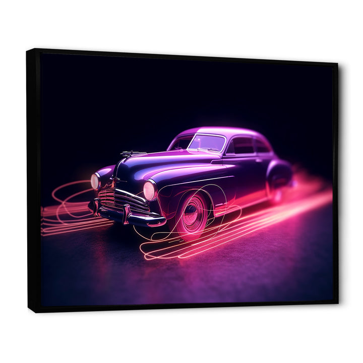 Neon Light American Muscle Car - Cars American Muscle Canvas Wall Art