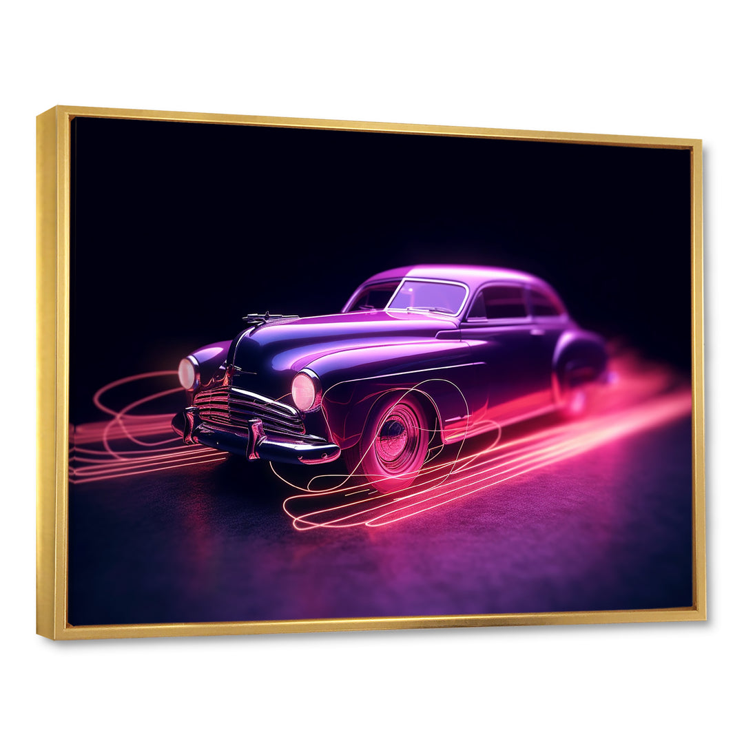 Neon Light American Muscle Car - Cars American Muscle Canvas Wall Art