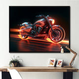 Neon Light Strips Around Silver Motorcycle - Car/Van Canvas Wall Art