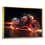 Neon Light Strips Around Silver Motorcycle - Car/Van Canvas Wall Art