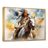 Colorful Native Indian Warrior - People Canvas Wall Art