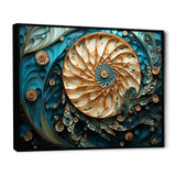 Gold And Blue Nautilus Vortex - Nautilus Canvas Wall Art