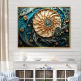 Gold And Blue Nautilus Vortex - Nautilus Canvas Wall Art