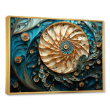 Gold And Blue Nautilus Vortex - Nautilus Canvas Wall Art