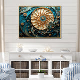 Gold And Blue Nautilus Vortex - Nautilus Canvas Wall Art