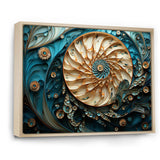 Gold And Blue Nautilus Vortex - Nautilus Canvas Wall Art
