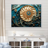 Gold And Blue Nautilus Vortex - Nautilus Canvas Wall Art