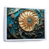 Gold And Blue Nautilus Vortex - Nautilus Canvas Wall Art