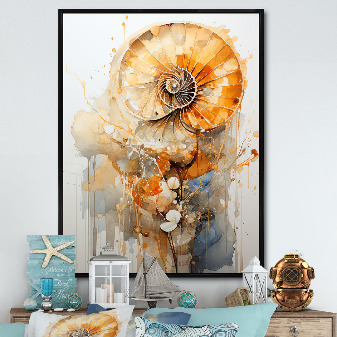 Golden Nautilus Spiral - Nautilus Wall Art Prints