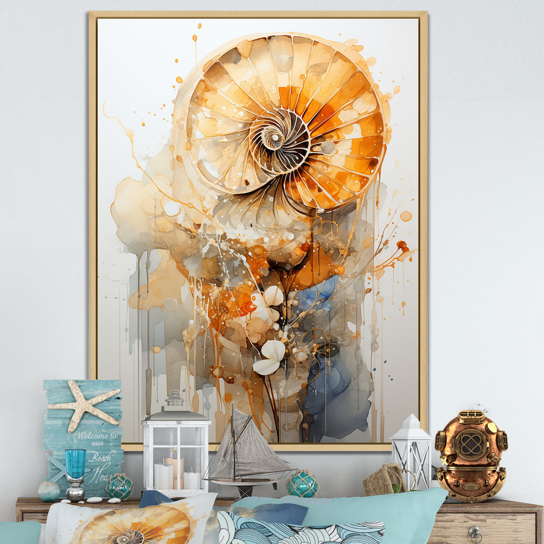 Golden Nautilus Spiral - Nautilus Wall Art Prints