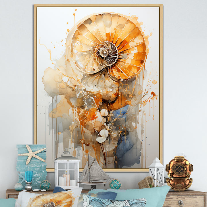 Golden Nautilus Spiral - Nautilus Wall Art Prints