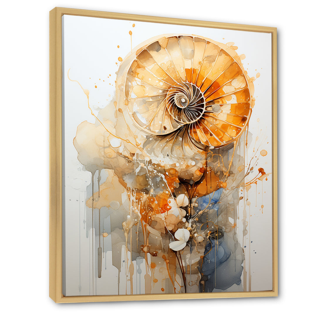 Golden Nautilus Spiral - Nautilus Wall Art Prints