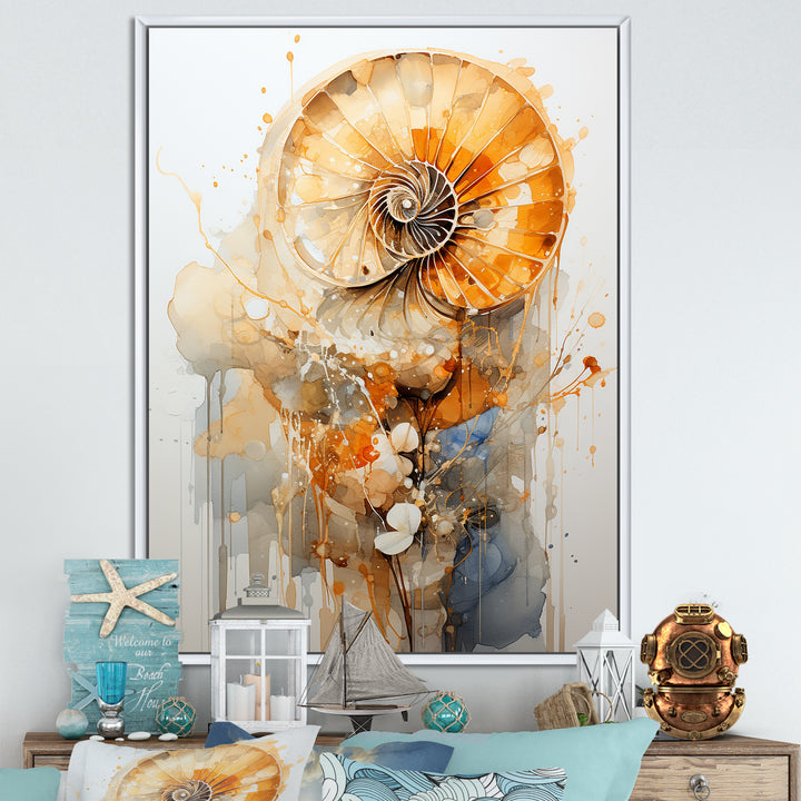 Golden Nautilus Spiral - Nautilus Wall Art Prints