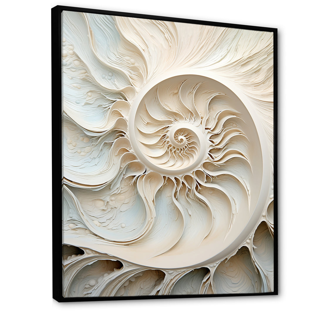 Ivory Infinity Sea Sheel Spiral - Nautilus Framed Canvas Art
