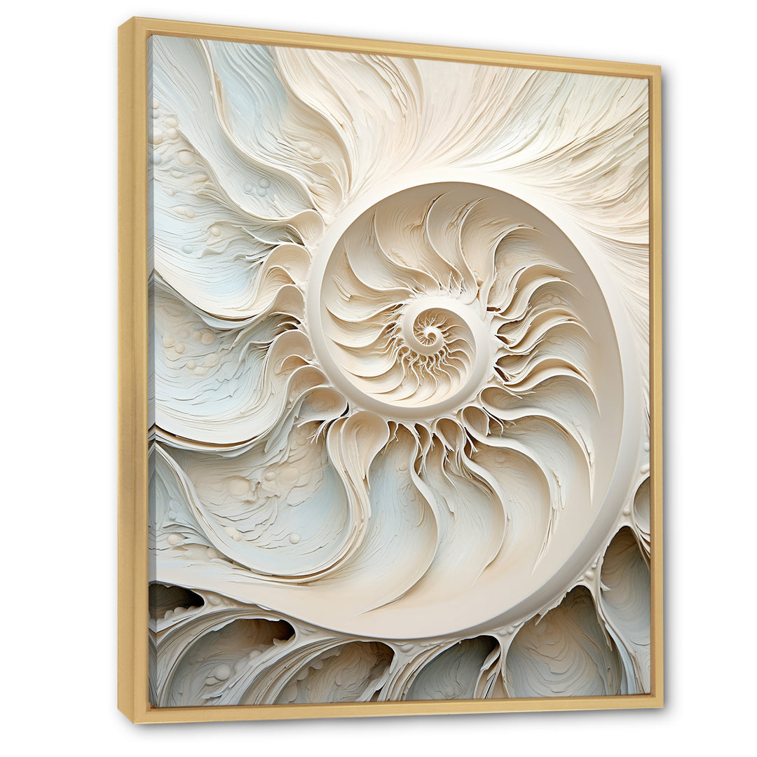 Ivory Infinity Sea Sheel Spiral - Nautilus Framed Canvas Art