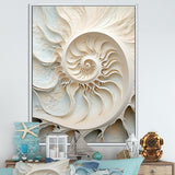 Ivory Infinity Sea Sheel Spiral - Nautilus Framed Canvas Art