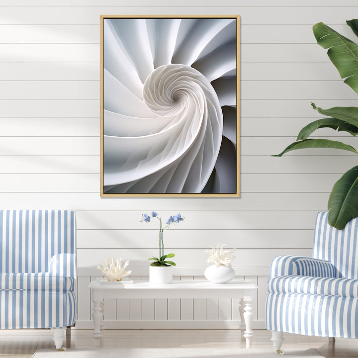 Ivory Sea Sheel Infinity Spiral - Nautilus Large Canvas Wall Art