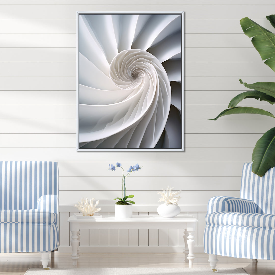 Ivory Sea Sheel Infinity Spiral - Nautilus Large Canvas Wall Art