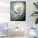 Blue And White Nautilus Pearl Passage - Nautilus Wall Art Prints