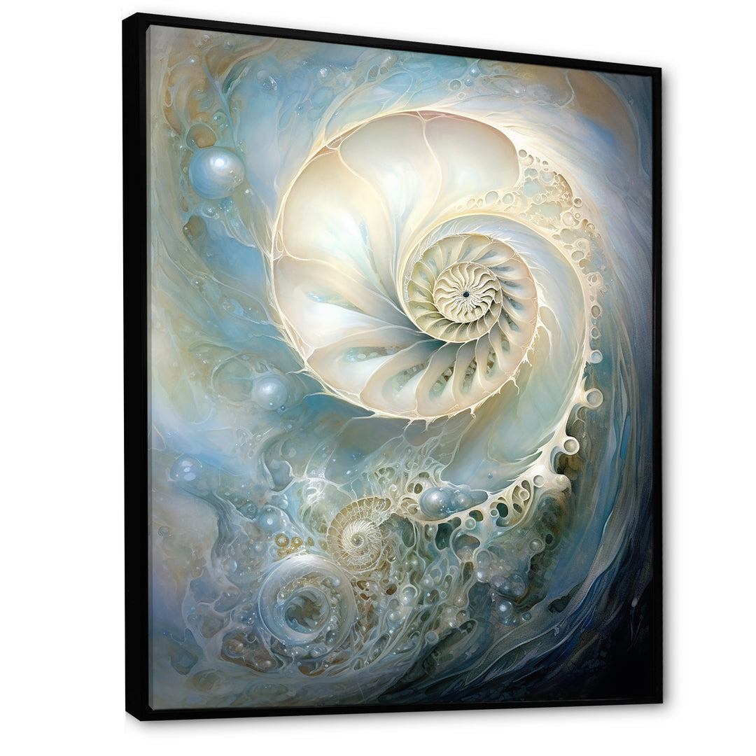 Blue And White Nautilus Pearl Passage - Nautilus Wall Art Prints