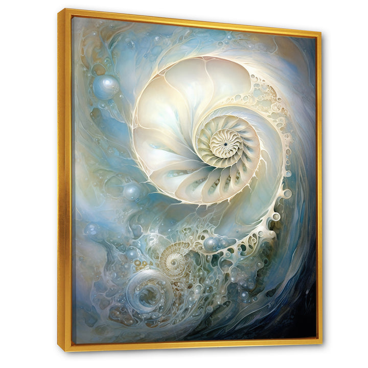 Blue And White Nautilus Pearl Passage - Nautilus Wall Art Prints