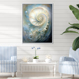 Blue And White Nautilus Pearl Passage - Nautilus Wall Art Prints