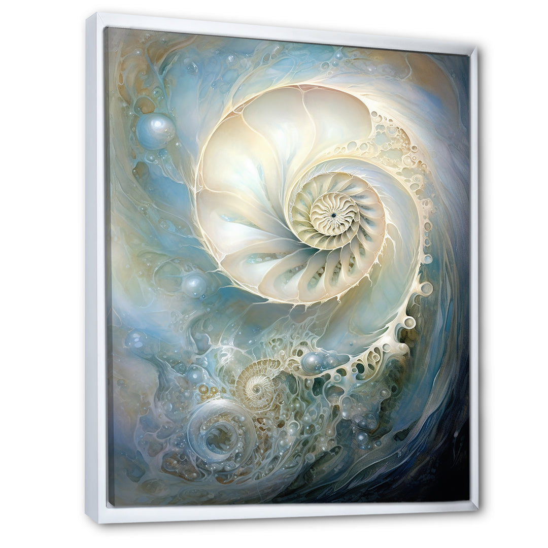 Blue And White Nautilus Pearl Passage - Nautilus Wall Art Prints