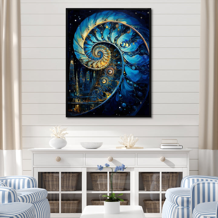 Nautilus Sapphire Shellfish - Nautilus Framed Canvas Art