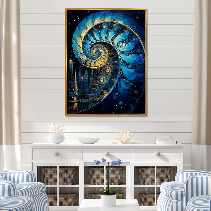 Nautilus Sapphire Shellfish - Nautilus Framed Canvas Art