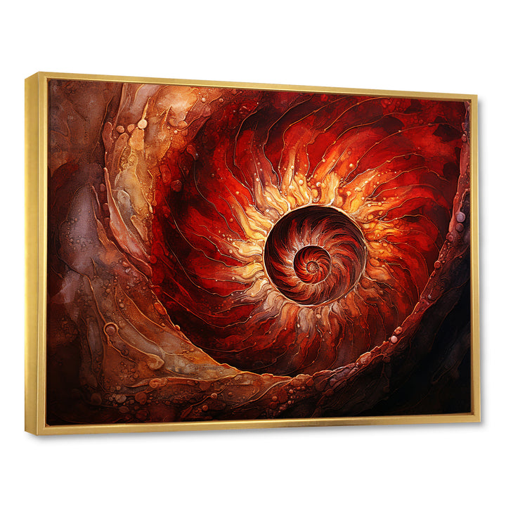 Scarlet Swirl Shellfish - Nautilus Home Decor Art