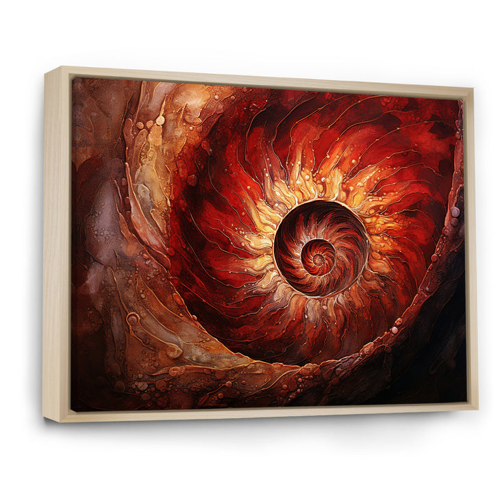Scarlet Swirl Shellfish - Nautilus Home Decor Art