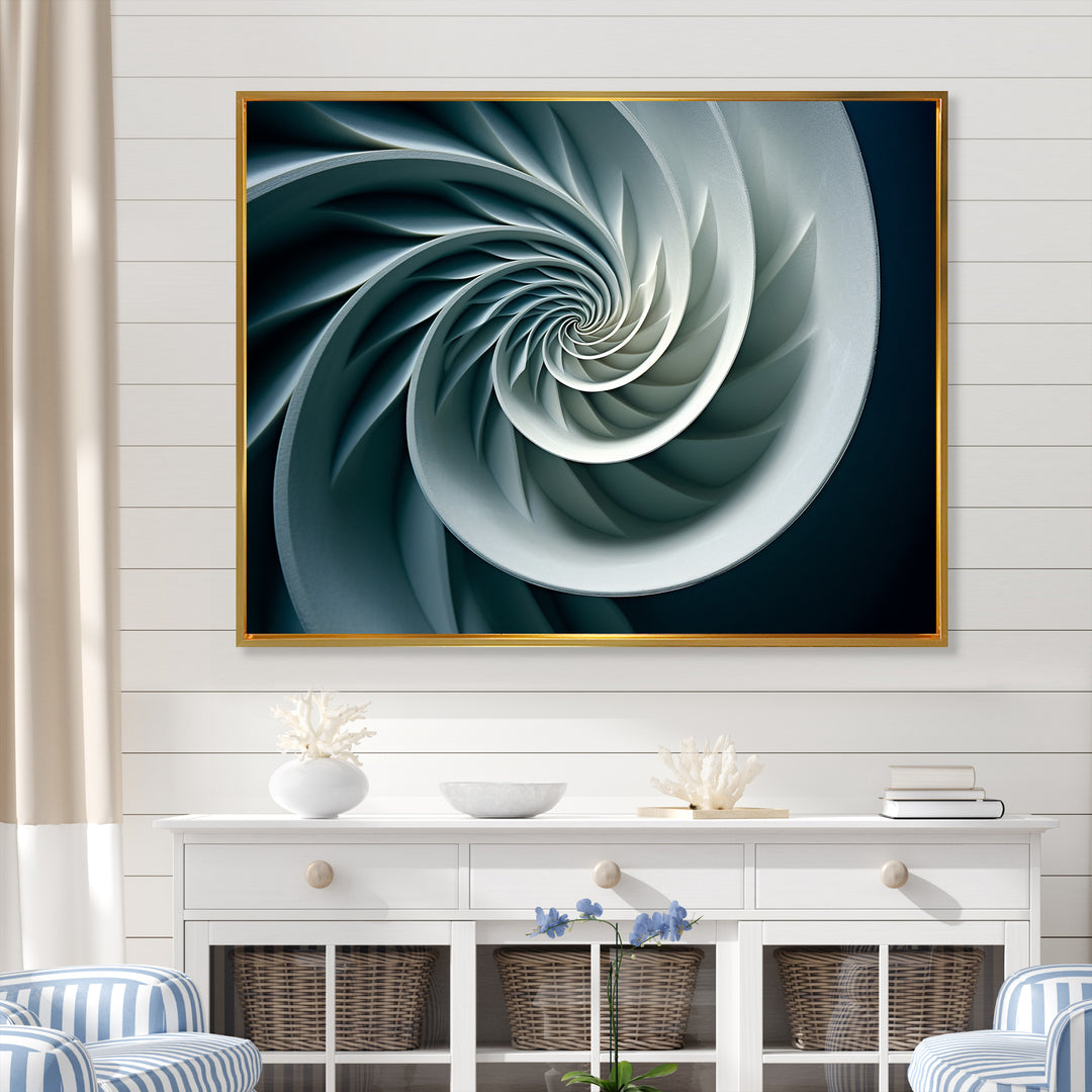 Turquoise Twirl Shell Fish Spiral - Nautilus Canvas Wall Art
