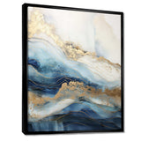 White And Blue Goldern Abstract River - Landscapes Canvas Wall Art