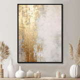 Minimal Gold And Beige Abstract River III - Landscapes Canvas Wall Art