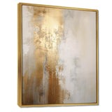 Minimal Gold And Beige Abstract River IV - Landscapes Canvas Wall Art