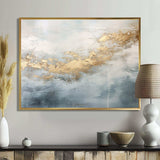 Beige Blue Gold Ocean Storm V - Abstract Canvas Wall Art