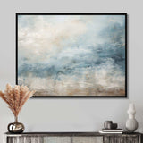 Beige Blue Ocean Storm I - Abstract Canvas Wall Art