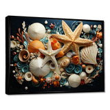 Modern Beach Shellfish Collage - Coastal Canvas Wall Art