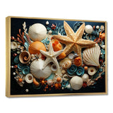 Modern Beach Shellfish Collage - Coastal Canvas Wall Art