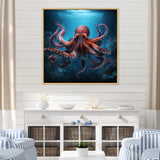 Cosmic Art Style Octopus - Coral Octopus Wall Art