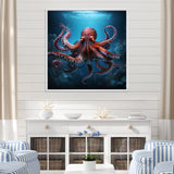 Cosmic Art Style Octopus - Coral Octopus Wall Art