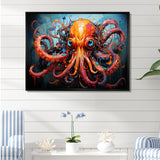 Octopus Expressionist Abyss - Octopus Framed Canvas Art